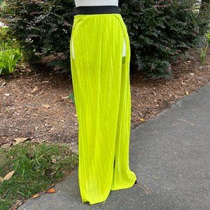 Blue Life Clothing Neon Yellow Double Side Slit Maxi Skirt Small